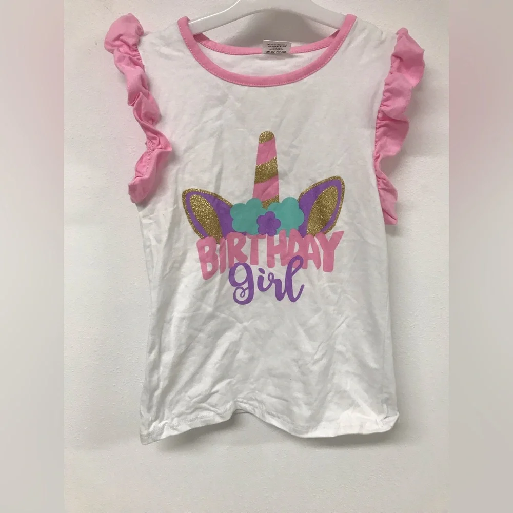 Little Girl Toddler Cap Sleeve Unicorn Party Birthday Girl Party Top